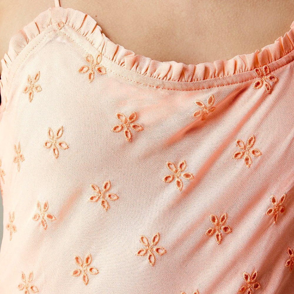 NWT!! J. CREW Collection Eyelet Maxi Slip Dress Blushed Peach Pink Fairy Size 6 - Picture 5 of 16